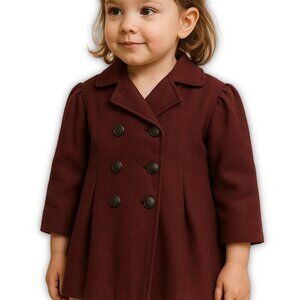 Vintage Girls Burgundy Coat 1960s Handmade Size 4–5